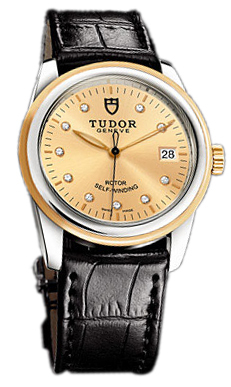 Tudor Glamour Date 55003-CHDIDSBLS Champagnefärgad/Läder Ø36 mm