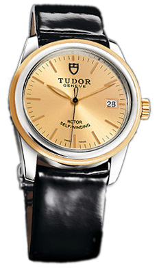 Tudor Glamour Date 55003-CHIDBPLS Champagnefärgad/Läder Ø36 mm - Tudor