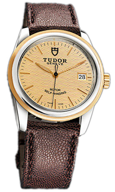 Tudor Glamour Date 55003-CHIDBRJLSP Champagnefärgad/Läder Ø36 mm - Tudor