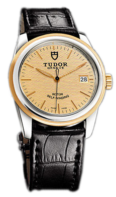 Tudor Glamour Date 55003-CHIDSBLSP Champagnefärgad/Läder Ø36 mm - Tudor
