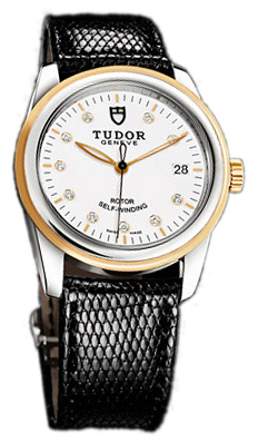 Tudor Glamour Date 55003-WDIDBLZS Vit/Läder Ø36 mm