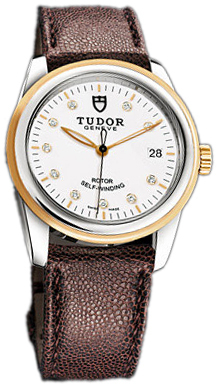 Tudor Glamour Date 55003-WDIDBRJLS Vit/Läder Ø36 mm - Tudor