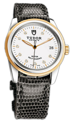Tudor Glamour Date 55003-WDIDGLZS Vit/Läder Ø36 mm