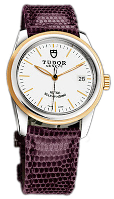 Tudor Glamour Date 55003-WIDPRLZS Vit/Läder Ø36 mm