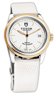 Tudor Glamour Date 55003-WIDWLZS Vit/Läder Ø36 mm - Tudor