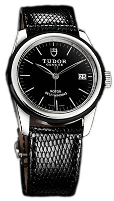 Tudor Glamour Date 55010N-BIDBLZS Svart/Läder Ø36 mm - Tudor