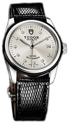 Tudor Glamour Date 55010N-SDIDBLZS Silverfärgad/Läder Ø36 mm