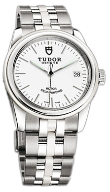 Tudor Glamour Date 55010W-68050W-WIDSTL Vit/Keramik Ø36 mm - Tudor