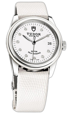 Tudor Glamour Date 55010W-WDIDWLZS Vit/Läder Ø36 mm - Tudor