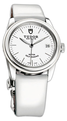 Tudor Glamour Date 55010W-WIDWPLS Vit/Läder Ø36 mm - Tudor