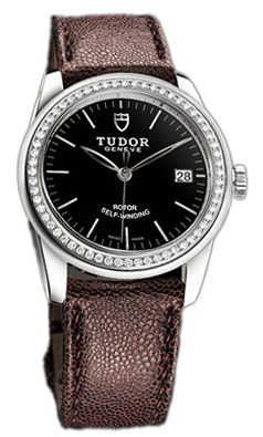 Tudor Glamour Date 55020-BIDBRJLS Svart/Läder Ø36 mm
