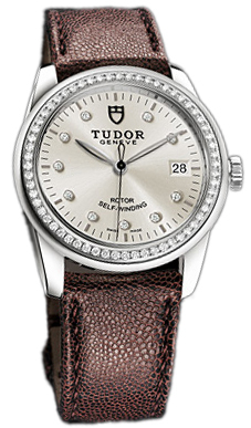 Tudor Glamour Date 55020-SDIDBRJLS Silverfärgad/Läder Ø36 mm