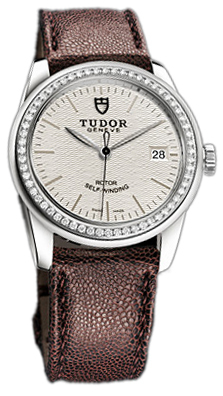 Tudor Glamour Date 55020-SIDBRJLSP Silverfärgad/Läder Ø36 mm - Tudor