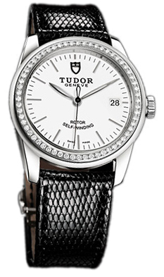 Tudor Glamour Date 55020-WIDBLZS Vit/Läder Ø36 mm - Tudor