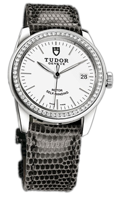 Tudor Glamour Date 55020-WIDGLZS Vit/Läder Ø36 mm - Tudor
