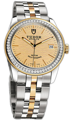Tudor Glamour Date 55023-68053-CHPIDSTL Champagnefärgad/18 karat gult - Tudor
