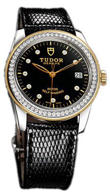 Tudor Glamour Date 55023-BDIDBLZS Svart/Läder Ø36 mm - Tudor