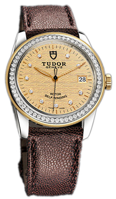 Tudor Glamour Date 55023-CHDIDBRJLSP Champagnefärgad/Läder Ø36 mm