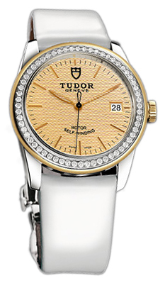 Tudor Glamour Date 55023-CHIDWPLSP Champagnefärgad/Läder Ø36 mm