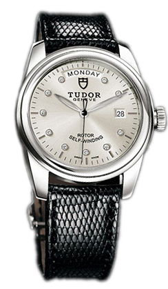 Tudor Glamour Day-Date Herrklocka 56000-SDIDBLZS Silverfärgad/Läder Ø39 - Tudor