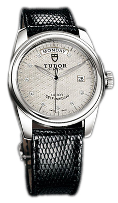 Tudor Glamour Day-Date Herrklocka 56000-SDIDBLZSP Silverfärgad/Läder