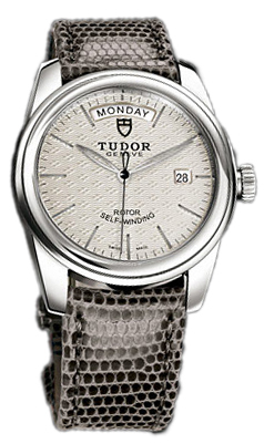Tudor Glamour Day-Date Herrklocka 56000-SIDGLZSP Silverfärgad/Läder Ø39 - Tudor