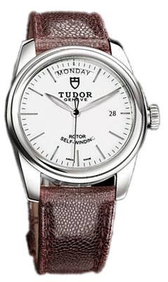 Tudor Glamour Day-Date Herrklocka 56000-WIDBRNJLS Vit/Läder Ø39 mm - Tudor