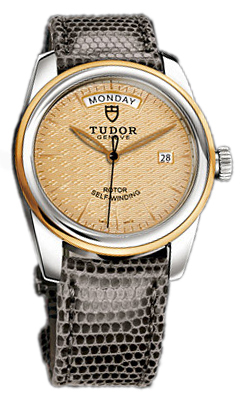 Tudor Glamour Day-Date Herrklocka 56003-CHIDGLZSP Champagnefärgad/Läder - Tudor
