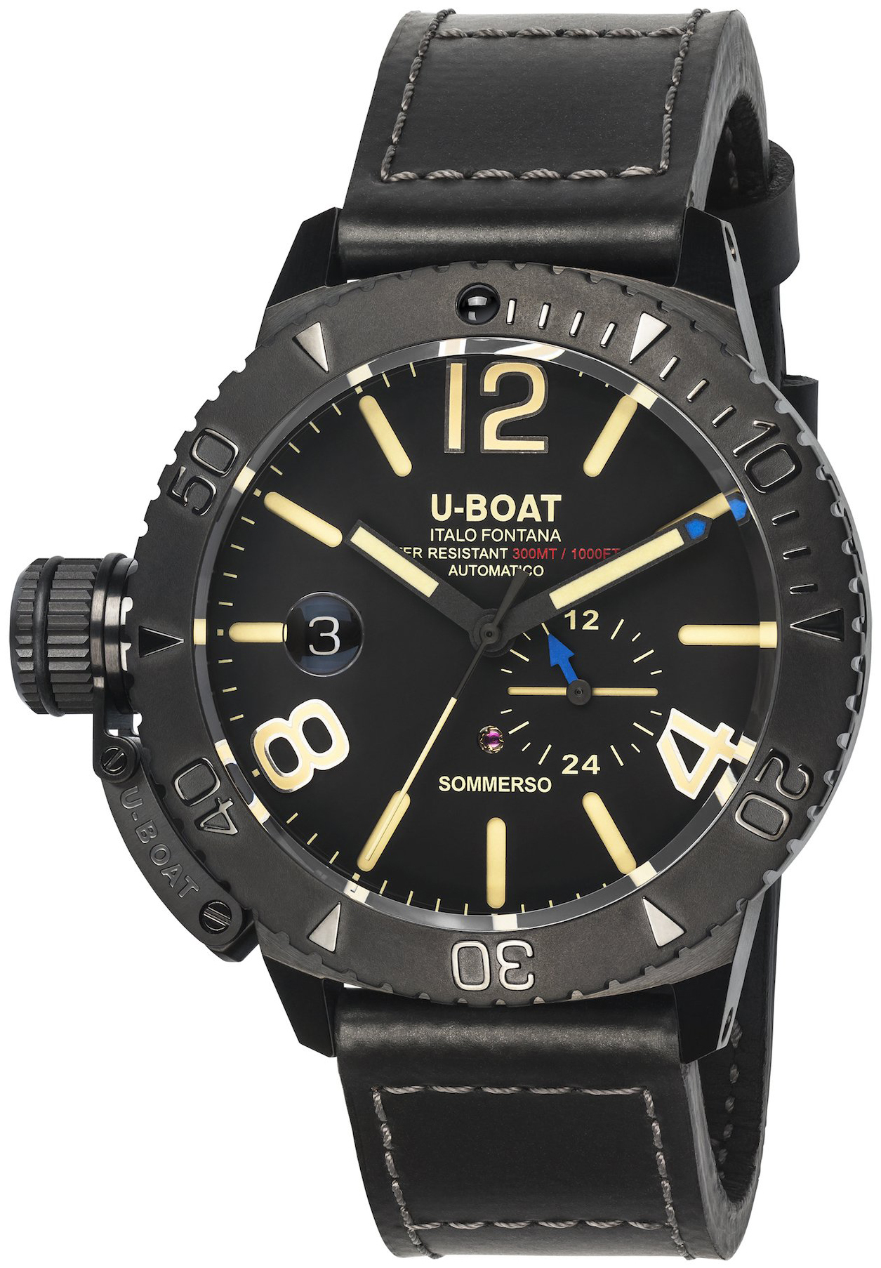 U-Boat Herrklocka 9015 Classico Svart/Gummi Ø46 mm - U-Boat