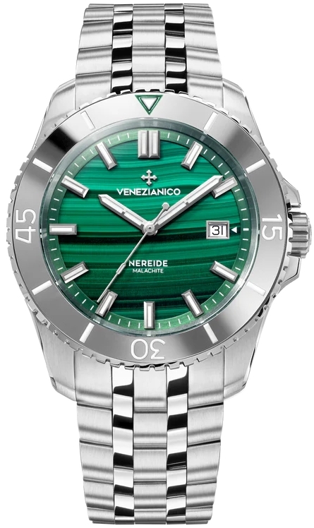 Venezianico Herrklocka 4521544S Nereide Malachite Grön/Stål Ø42 mm