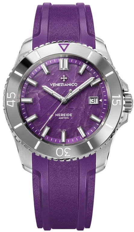 Venezianico Herrklocka 4521545 Nereide Ametista Lila/Gummi Ø42 mm