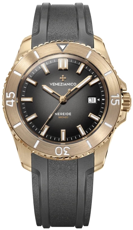 Venezianico Herrklocka 4521555 Nereide Bronzo Gr&aring;/Gummi &Oslash;42 mm