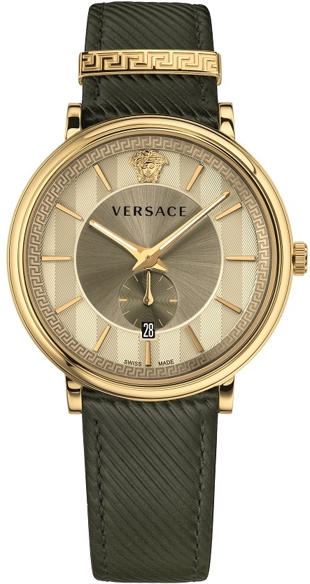 Versace Herrklocka VBQ030017 V Circle Guldtonad/Läder Ø42 mm - Versace