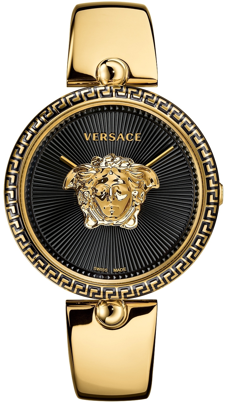 Versace Damklocka VCO100017 Palazzo Svart/Gulguldtonat stål Ø39 mm - Versace