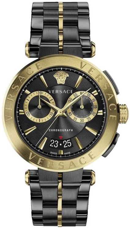 Versace Herrklocka VE1D02723 Aion Svart/Gulguldtonat stål Ø45 mm - Versace