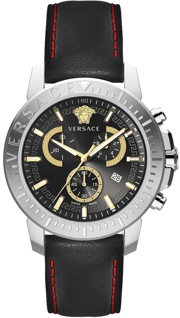 Versace Herrklocka VE2E00121 New Chrono Chronograph 45mm Svart/Läder - Versace