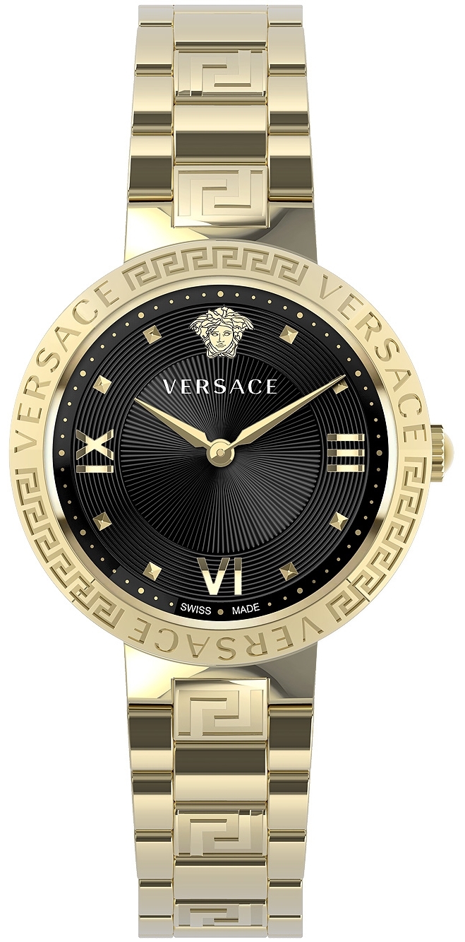 Versace Damklocka VE2K00721 Greca Svart/Gulguldtonat stål Ø36 mm - Versace