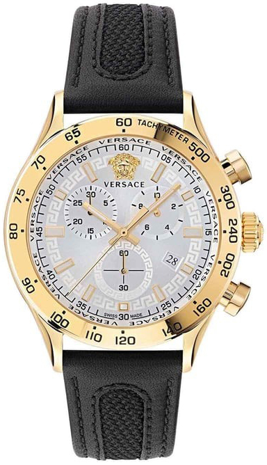 Versace Herrklocka VE2U00222 Hellenyium Silverfärgad/Textil Ø44 mm - Versace