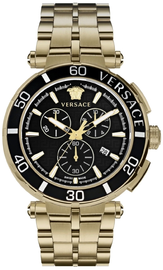 Versace Herrklocka VE3L00522 Greca Svart/Gulguldtonat stål Ø45 mm - Versace
