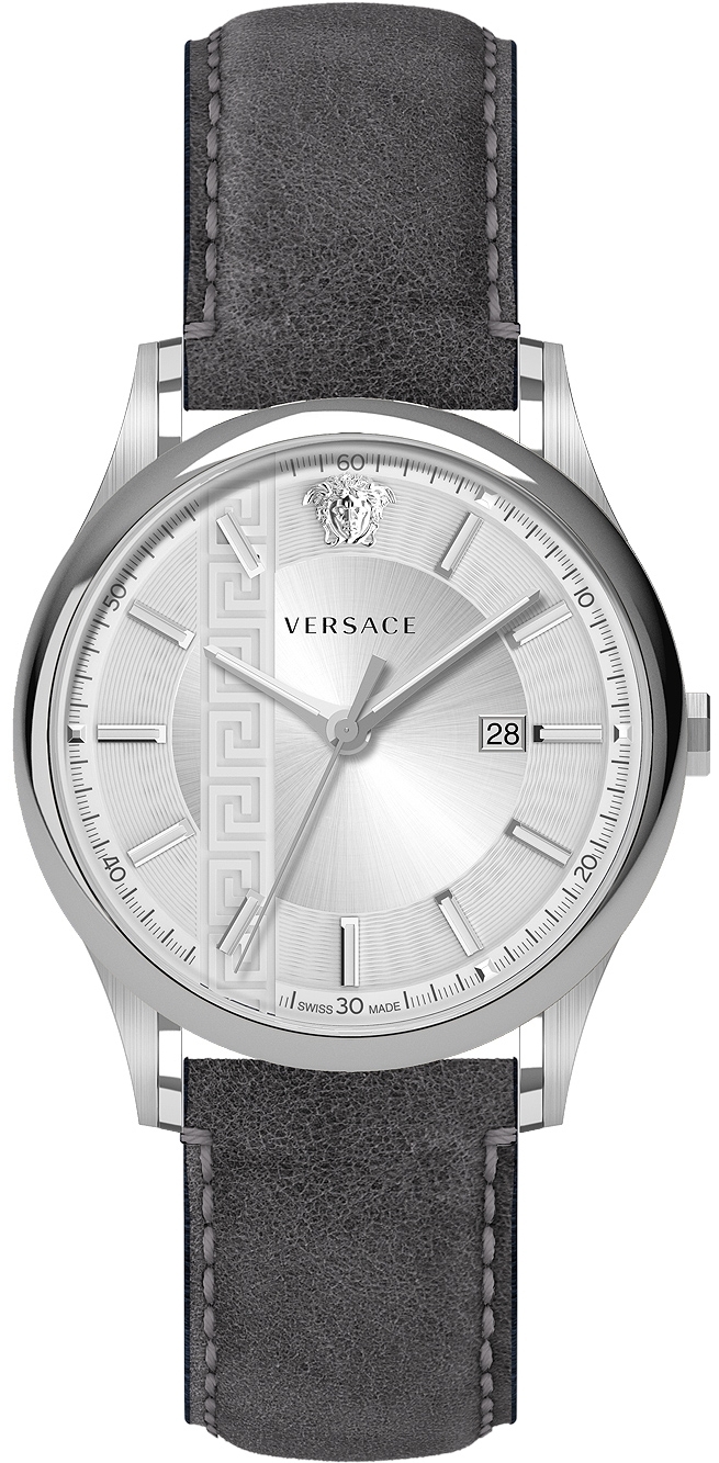Versace Herrklocka VE4A00120 Aiakos Silverfärgad/Läder Ø44 mm - Versace