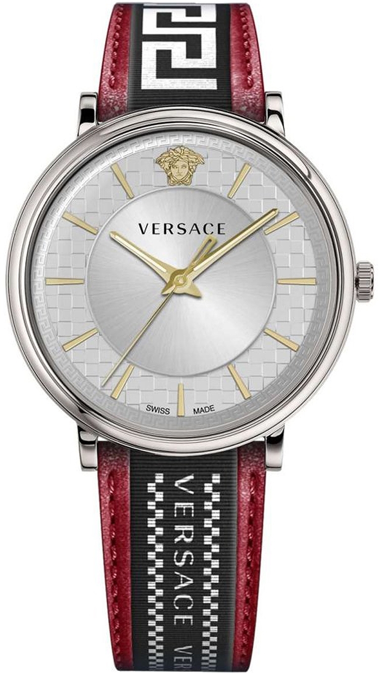 Versace Herrklocka VE5A01421 V Circle Silverfärgad/Läder Ø42 mm - Versace