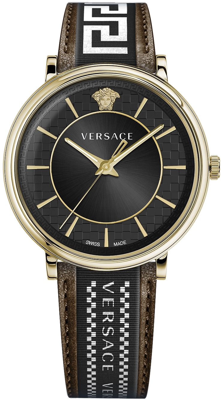 Versace Herrklocka VE5A01721 V Circle Svart/Läder Ø42 mm - Versace