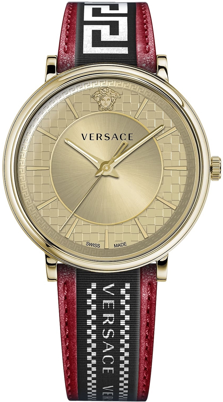 Versace Herrklocka VE5A02021 V Circle Guldtonad/Läder Ø42 mm - Versace