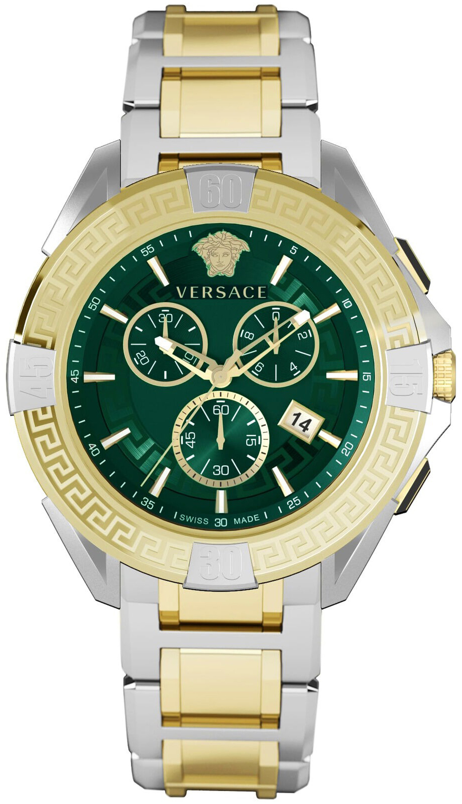 Versace Herrklocka VE5CA0423 Chrono Grön/Gulguldtonat stål Ø46 mm - Versace