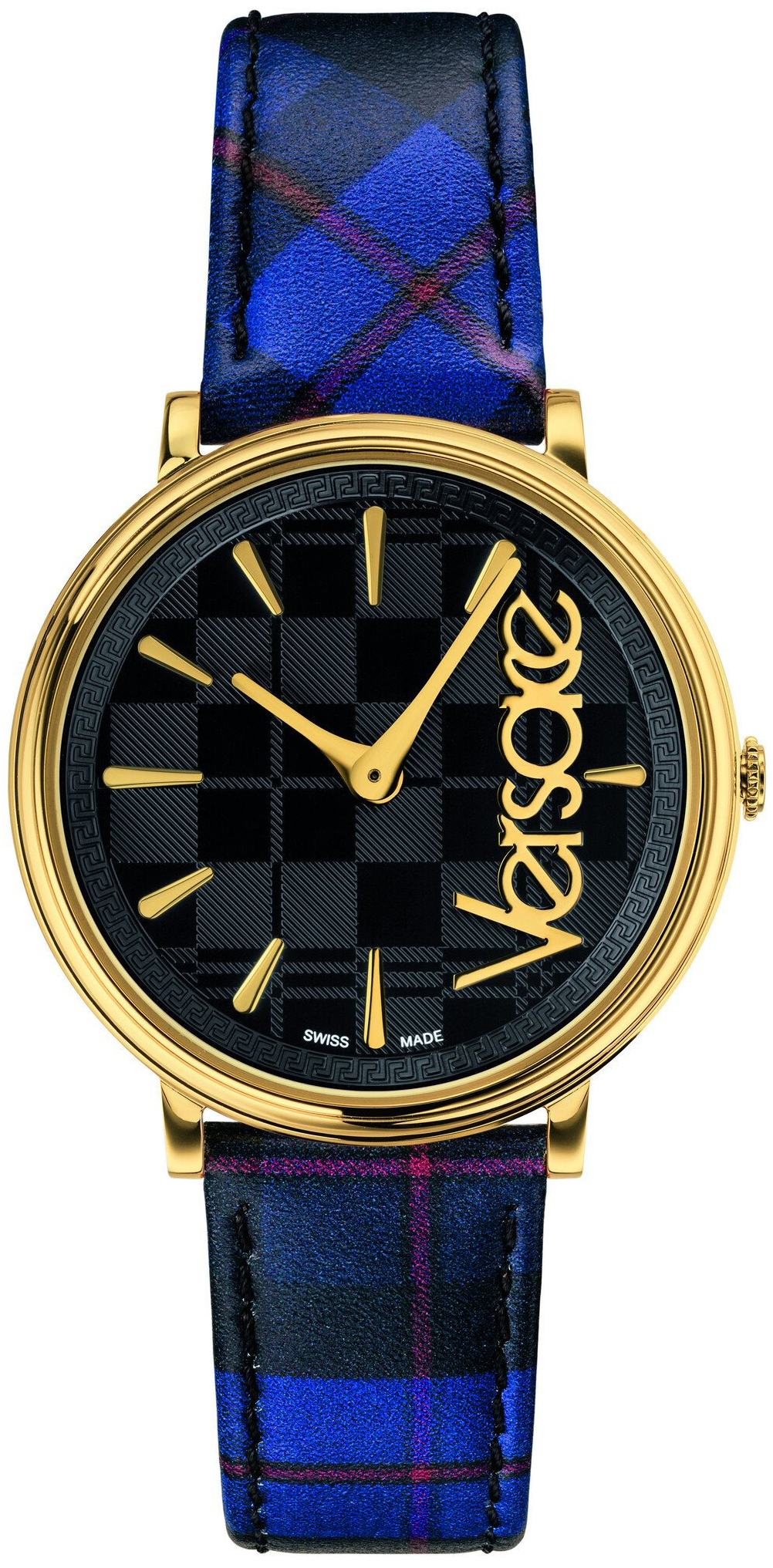 Versace Damklocka VE8100218 V Circle Blå/Läder Ø38 mm - Versace