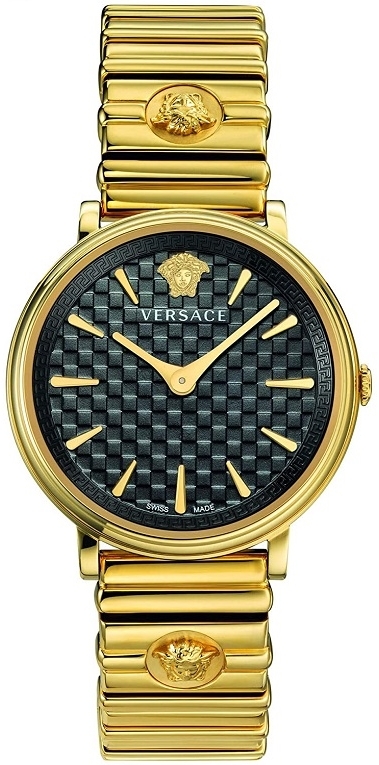 Versace Damklocka VE8101519 V Circle Svart/Gulguldtonat stål Ø39 mm - Versace