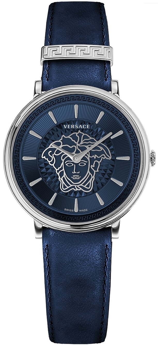 Versace Damklocka VE8101619 V Circle Blå/Läder Ø38 mm - Versace