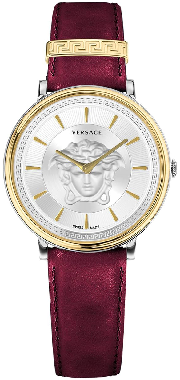Versace Damklocka VE8101819 V Circle Silverfärgad/Läder Ø38 mm - Versace