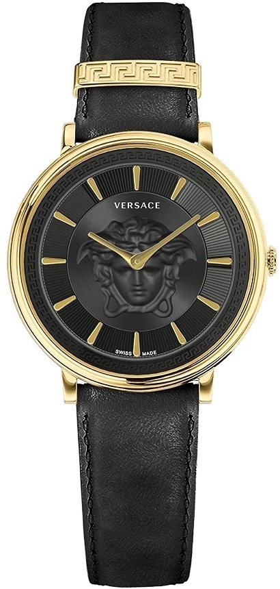 Versace Damklocka VE8101919 V Circle Svart/Läder Ø38 mm - Versace
