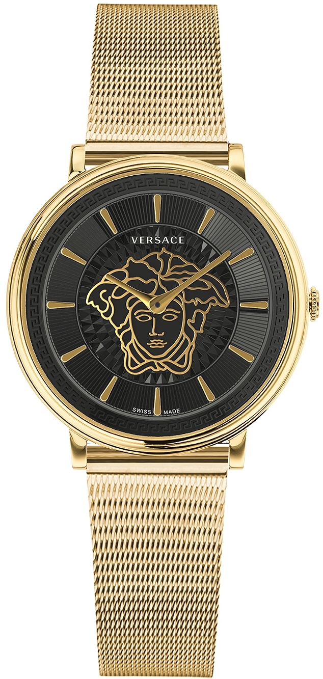Versace Damklocka VE8102119 V Circle Svart/Gulguldtonat stål Ø38 mm - Versace